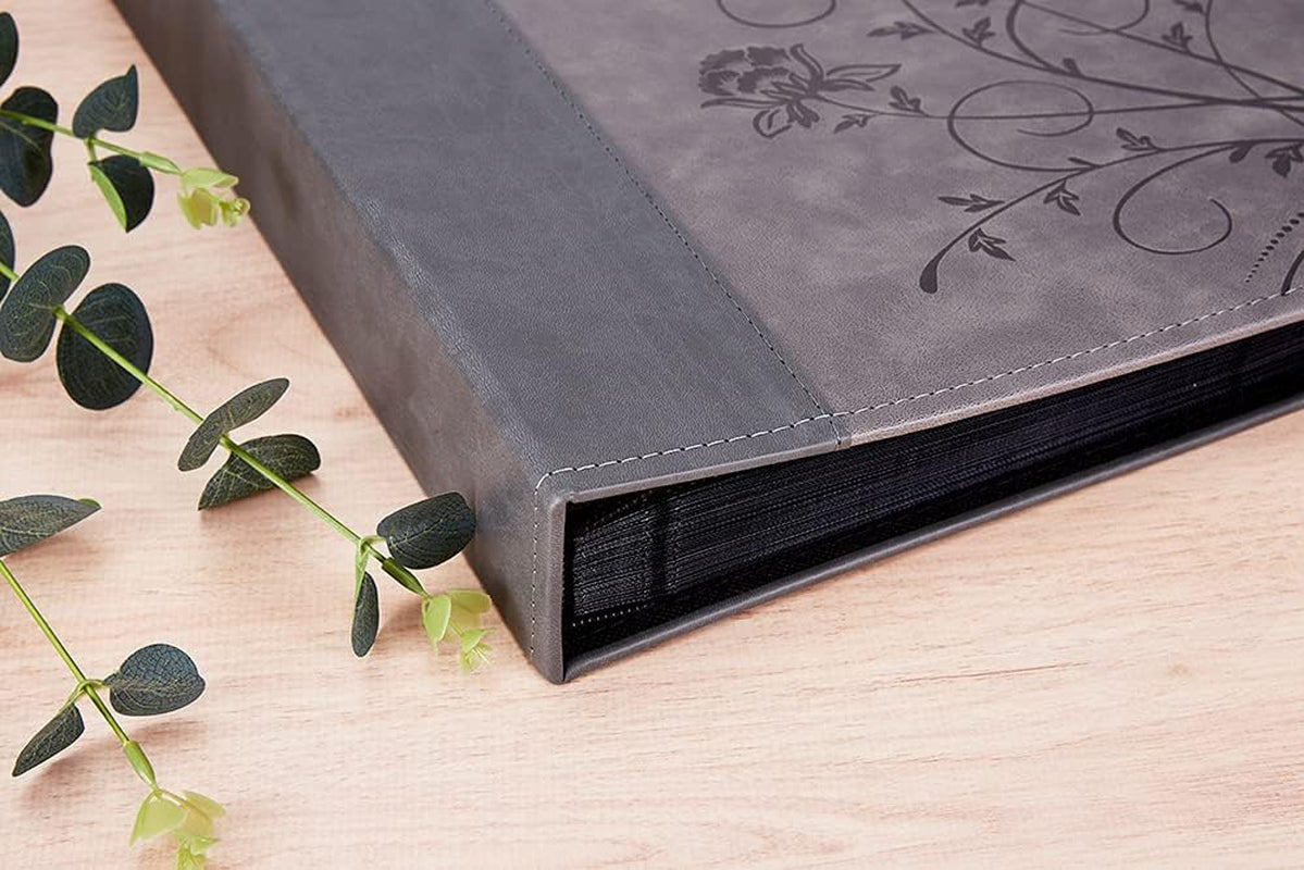 Photo Album 4X6 400 Photos, Extra Large Capacity Leather Cover Wedding Family Photo Albums Holds 400 Vertical 4X6 Photos(Grey)