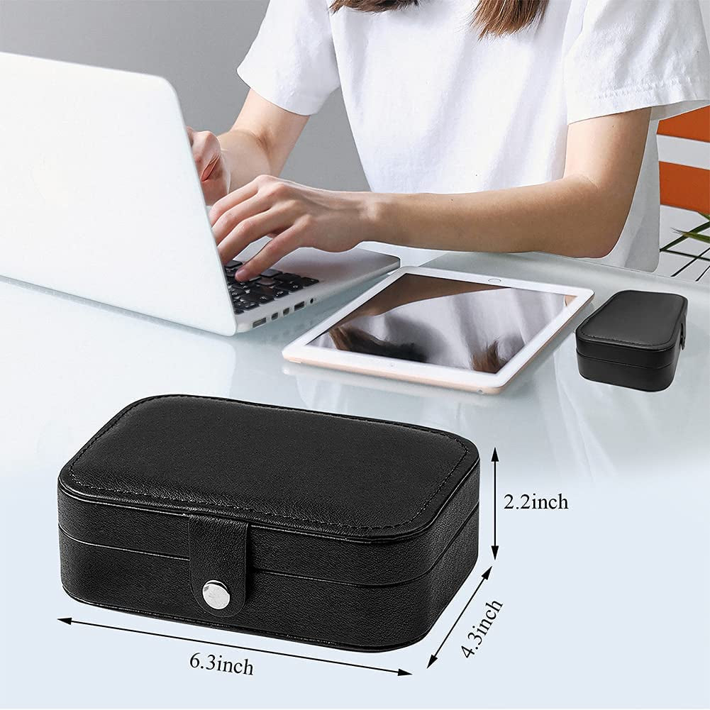 Travel Jewelry Box, PU Leather Small Jewelry Organizer for Women Girls, Portable Mini Travel Case Display Storage Holder Boxes for Stud Earrings, Rings, Necklaces, Bracelets.