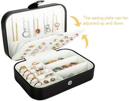 Travel Jewelry Box, PU Leather Small Jewelry Organizer for Women Girls, Portable Mini Travel Case Display Storage Holder Boxes for Stud Earrings, Rings, Necklaces, Bracelets.