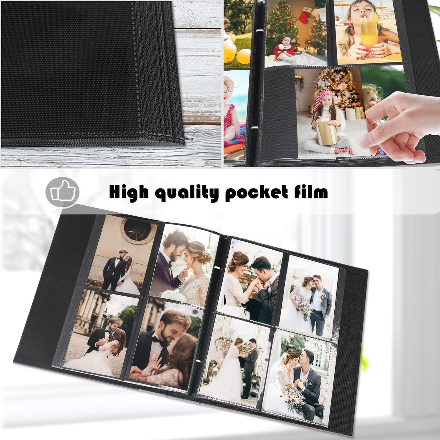 Photo Album 4X6 400 Photos, Extra Large Capacity Leather Cover Wedding Family Photo Albums Holds 400 Vertical 4X6 Photos(Grey)