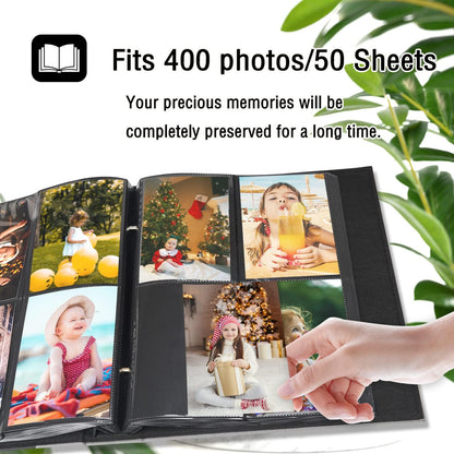 Photo Album 4X6 400 Photos, Extra Large Capacity Leather Cover Wedding Family Photo Albums Holds 400 Vertical 4X6 Photos(Grey)