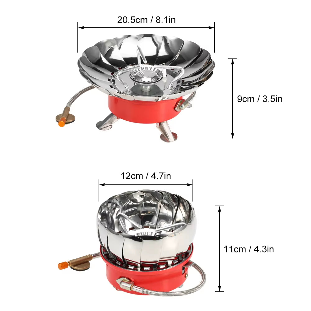 Lixada Windproof Piezo Ignition Lotus Gas Stove Outdoor Cooking Gas Burner Cookware with Adapter for Camping Hiking Picnic