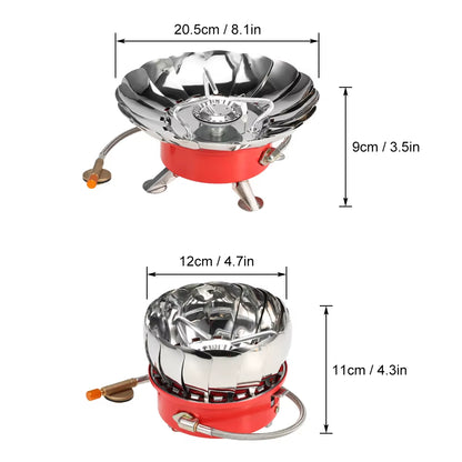 Lixada Windproof Piezo Ignition Lotus Gas Stove Outdoor Cooking Gas Burner Cookware with Adapter for Camping Hiking Picnic