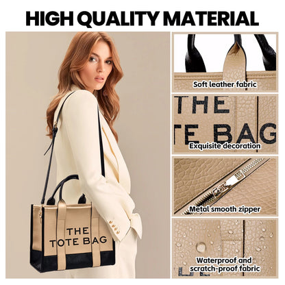 Tote Bags,Leather Dark Khaki Leisure Bags with Zipper,;Large Shopping Handbags for Women