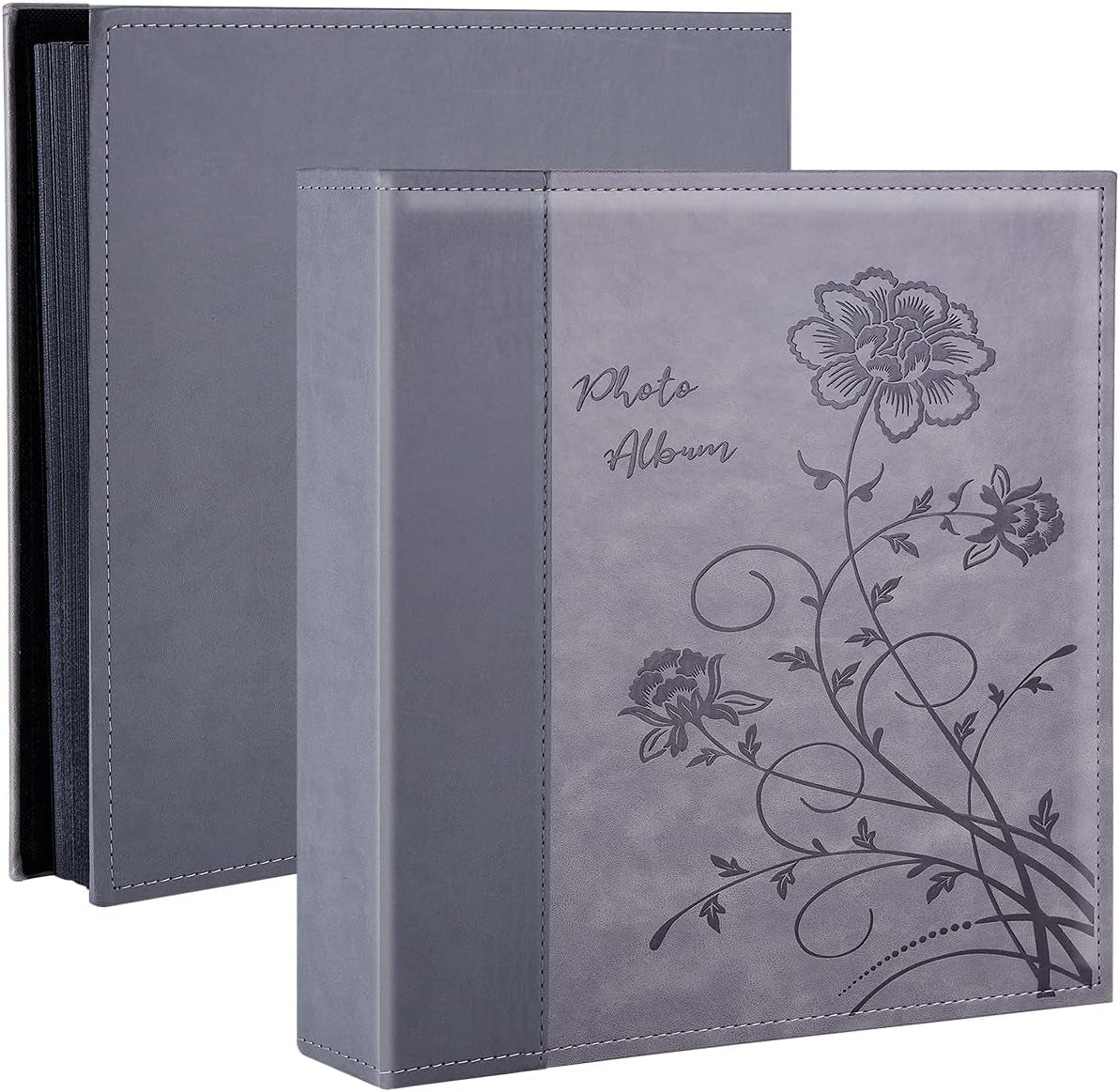 Photo Album 4X6 400 Photos, Extra Large Capacity Leather Cover Wedding Family Photo Albums Holds 400 Vertical 4X6 Photos(Grey)