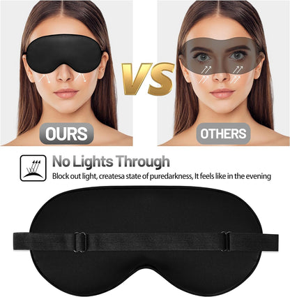 Silk Sleep Mask for Sleeping with Adjustable Strap, Satin Blackout for Men&Women, Comfortable Blindfold Eyeshade for Night Sleep (Black,Blue,Green)