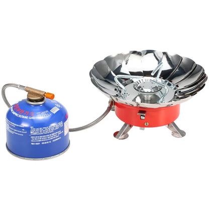 Lixada Windproof Piezo Ignition Lotus Gas Stove Outdoor Cooking Gas Burner Cookware with Adapter for Camping Hiking Picnic