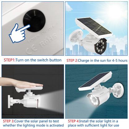 Solar-Powered Fake Outdoor Camera with Motion Sensor LED Floodligh