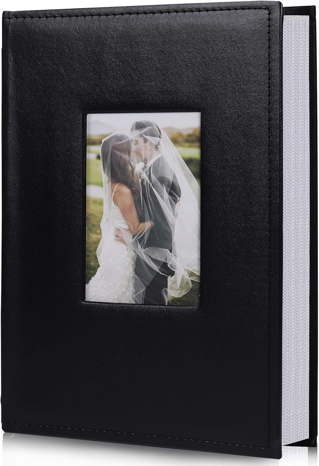 Photo Picture Album 4X6 300 Photos,Small Capacity Premium Leather Cover Wedding Family Photo Albums with Writing Space Holds 300 Horizontal Photos(Black)