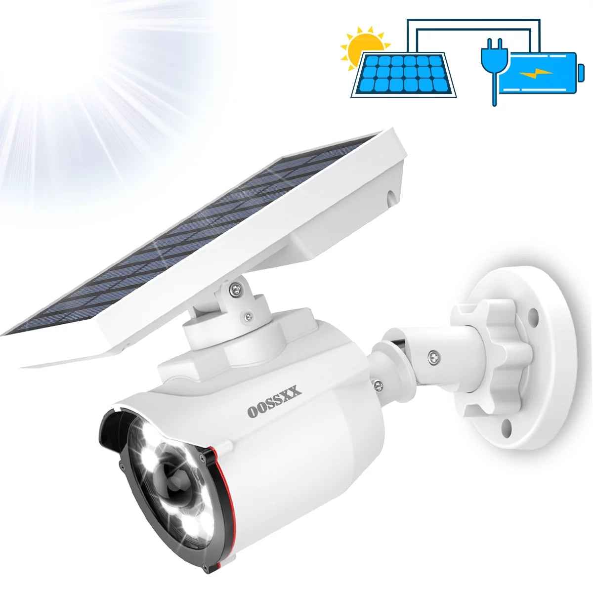 Solar-Powered Fake Outdoor Camera with Motion Sensor LED Floodligh