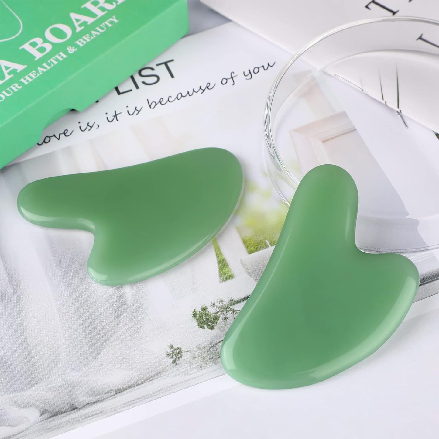 Gua Sha Facial Tools Guasha Tool Gua Sha Jade Stone Manual Massage Sticks for Jawline Sculpting and Puffiness Reducing for Face Body Tensions Reduce Festive Gifts