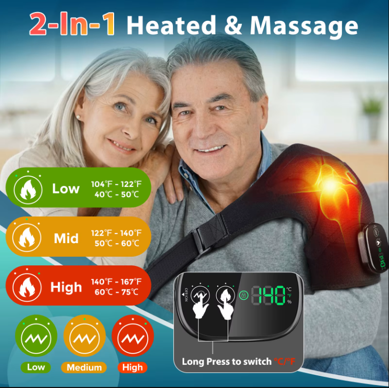 Heated Shoulder Massager – Electric Vibration & Heating Pad for Muscle Relief